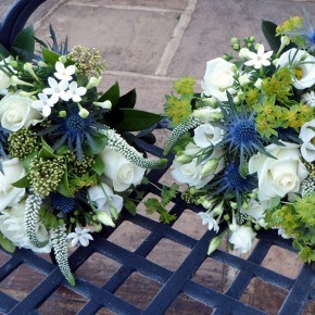 thistle bouquets, winter wedding