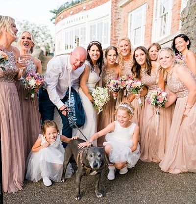 Colourful wedding flowers at    The Sir Christopher Wren         Hotel